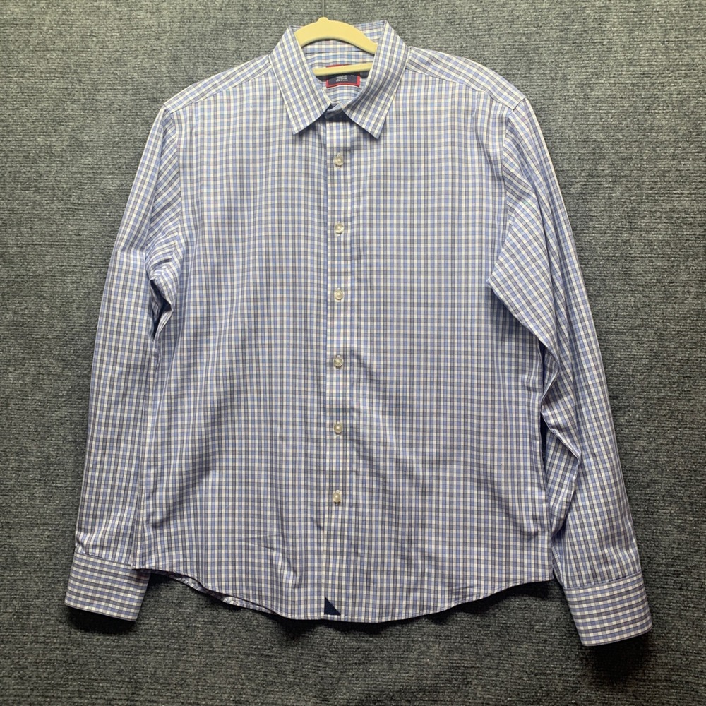 UNTUCKit Durif WF Mens Medium Blue Check Wrinkle Free Button Down Shirt